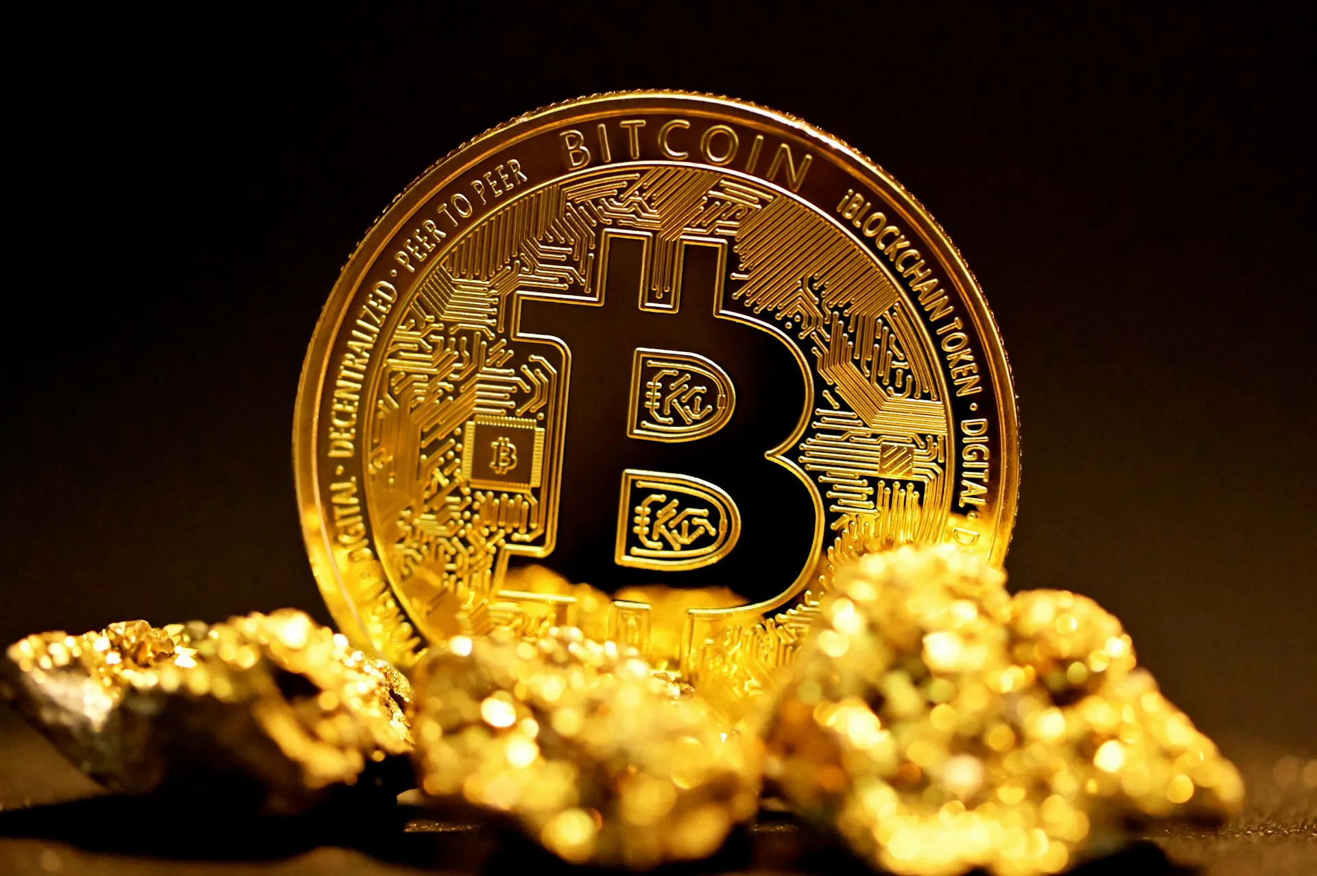 bitcoin surrounded with gold